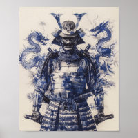 Poster debout du guerrier de Samouraï entièrement