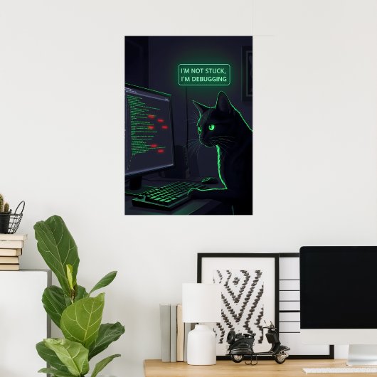 Poster Debugging Cat Programmer - "I'm Not Stuck" (Bureau à domicile)