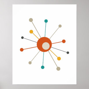 Poster Début de l'ère atomique au milieu du siècle modern