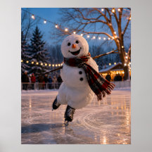 Début de patinage sur glace du bonhomme de neige