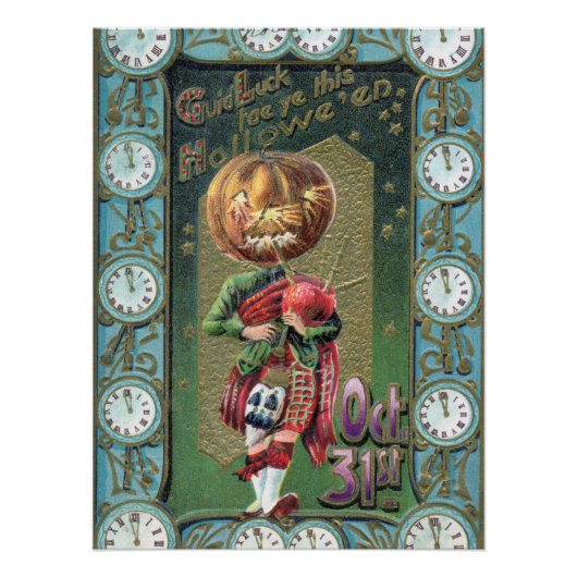Poster Début des années 1900 Vintage Halloween Salutation (Devant)