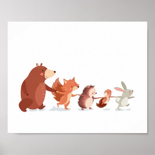 Poster Décalcomanie murale d'animaux de pépinière boisée  (Devant)