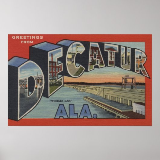 Poster Décatur, Alabama - Scènes de grandes lettres (Devant)