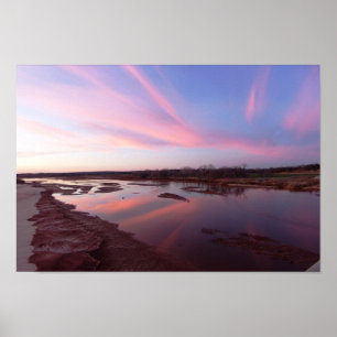 Poster Décembre Coucher de soleil, Cimarron River, Oklaho