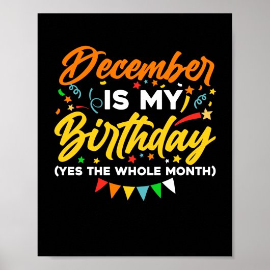 Poster Décembre Est Mon Anniversaire Tout Le Mois Décembr (Devant)