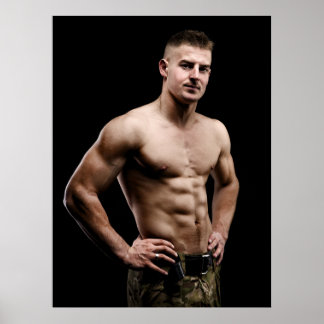 Poster Déchaîné en camouflage – Style militaire musclé
