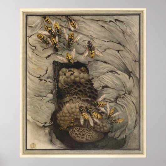 Poster DÉCHETS COMMUNS - Illustration du livre d'insectes (Devant)