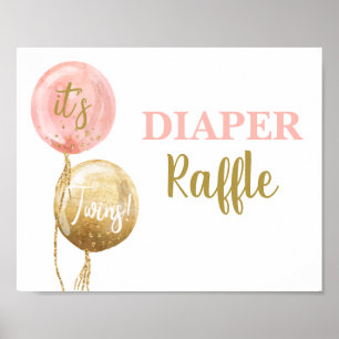 Poster Déchets Raffle rose jumelle filles signe