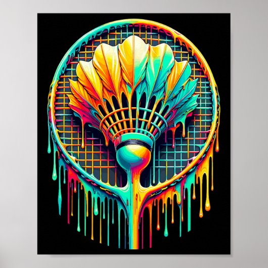 Poster Déchirer Paint Badminton Player Shuttle Racket (Devant)