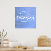 Poster Deck Nautical Blue and White Maritime Art (Cuisine)