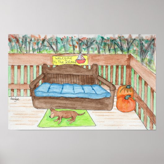 Poster Deck with Dog-Welcome to the Island (Devant)