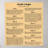 Poster Déclaration des droits des États-Unis d'abord Dix (Devant)