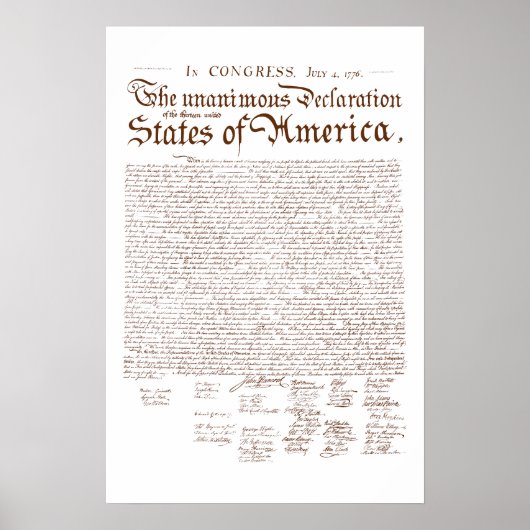 Poster Déclaration d'indépendance des États-Unis (Devant)