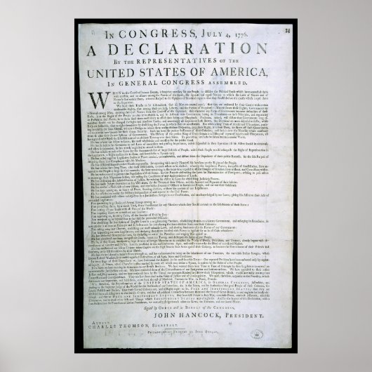 Poster Déclaration d'indépendance par Dunlap (Devant)