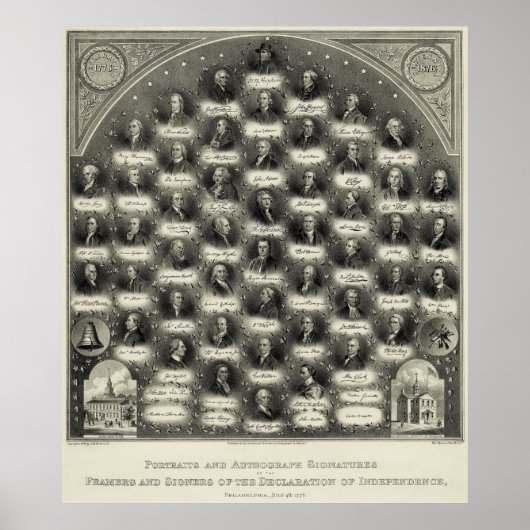 Poster Déclaration d'indépendance Portraits Signatures (Devant)