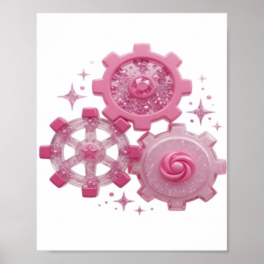 Poster Déclaration GEARS AND STARS Design Argent (Devant)