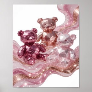 Poster Déclaration Ours en peluche trois diamants argent