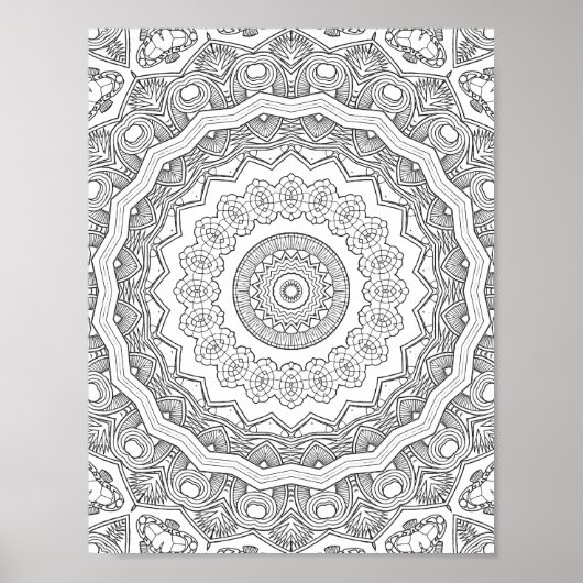 Poster Deco Sunburst Rings Coloring Page Pattern Design (Devant)