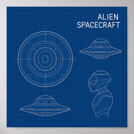 Poster Décoder l'inconnu - Alien Spacship Blueprint Pos (Devant)