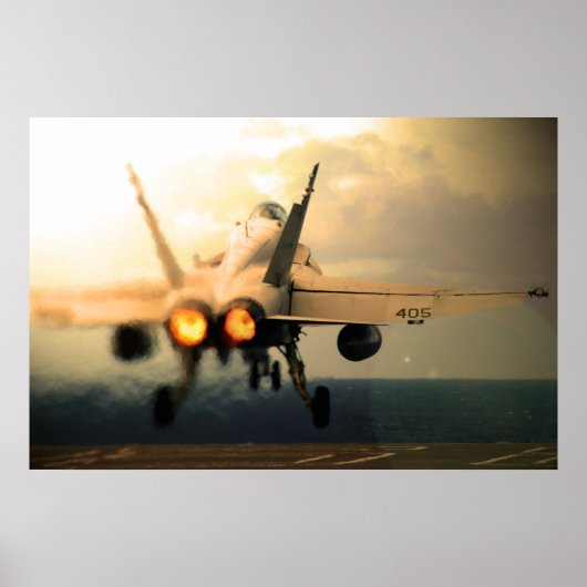 Poster Décollage du transporteur F-18C Hornet (Devant)