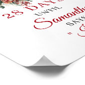 Poster Décompte de la soirée de mariage fleuri orange brû (Coin)