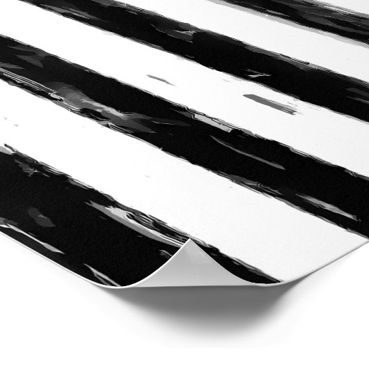 Poster Décontracté Black Peint Stripes Monogramme et nom (Coin)