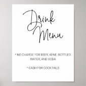 Poster Décontracté Script Limited Bar Boisson Menu Mariag (Devant)