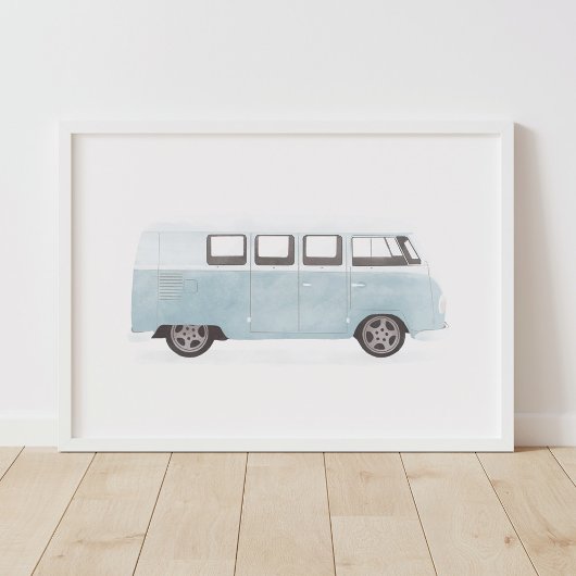 Poster Décor bleu Retro Van Nursery