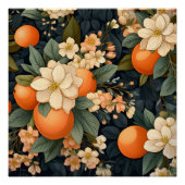 Poster Décor botanique à la maison Oranges Fleurs blanche (Devant)