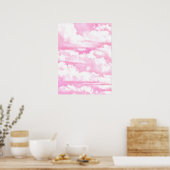 Poster Décor Clair Rose Élégant Nuages (Cuisine)