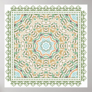 Poster Décor coloré sur arrière - plan blanc,