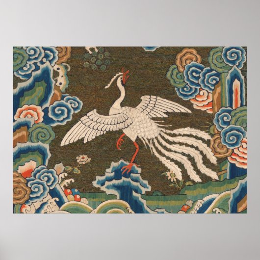 Poster Décor d'antiquité chinois d'oiseaux (Devant)
