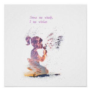 Poster Décor d'aquarelle pour fille et Dandelion
