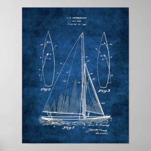 Poster Décor de bateau à voile no 1 Cadeau de navigation (Devant)