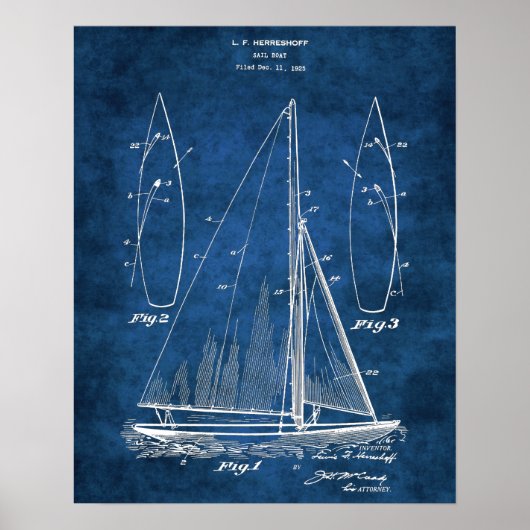 Poster Décor de bateau à voile no 1 Cadeau de navigation (Devant)