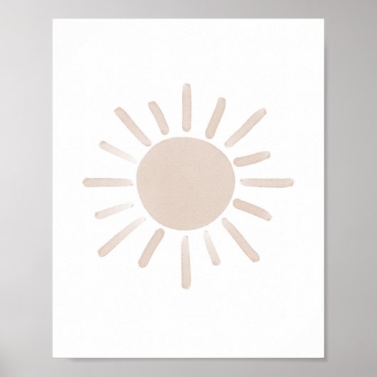 Poster Décor de chambre d'enfants bohème soleil aquarelle (Devant)