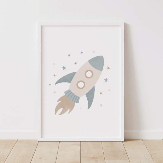 Poster Décor de chambre d'enfants de vaisseau spatial neu