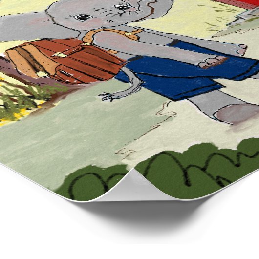 Poster Décor de chambre Eléphant pour enfants (Coin)