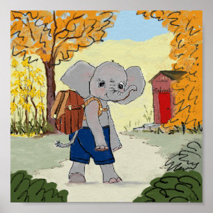 Poster Décor de chambre Eléphant pour enfants
