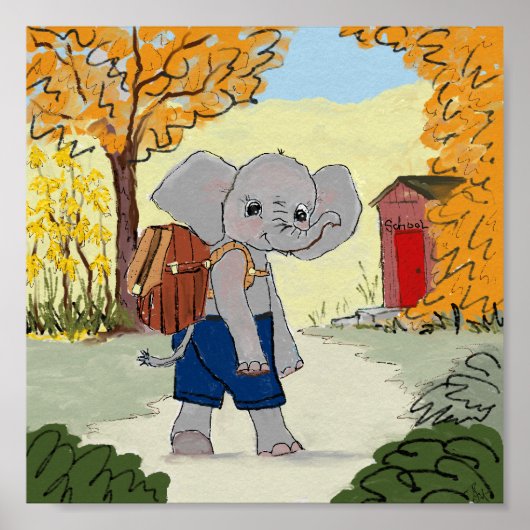 Poster Décor de chambre Eléphant pour enfants (Devant)