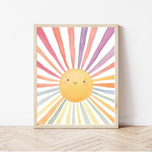 Poster Décor de chambre pour enfants Arc en ciel Soleil I