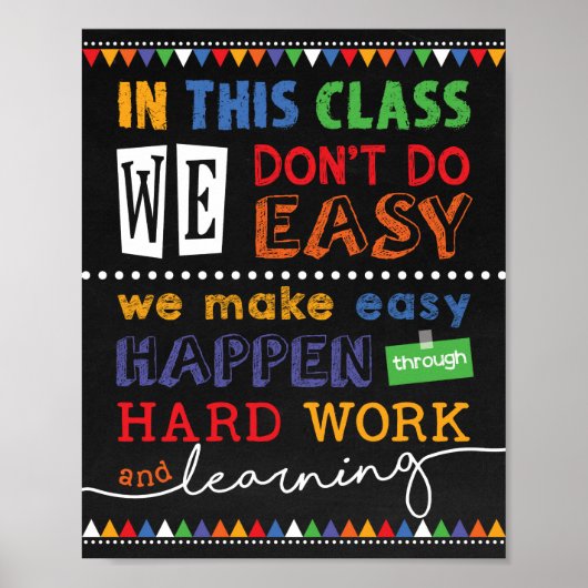 Poster Décor de classe motivationnel / Idée cadeau de l'e (Devant)
