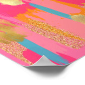 Poster Décor de dortoir préppy abstrait rose (Coin)