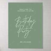 Poster Décor de fête budget sage Vert anniversaire bienve (Devant)