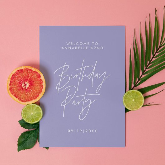 Poster Décor de fête budget violet lilas anniversaire bie