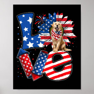 Poster Décor de Juillet Amour Patriotique Golden Retrieve