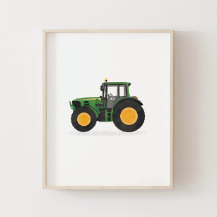 Poster Décor de la chambre pour enfants Tracteur vert