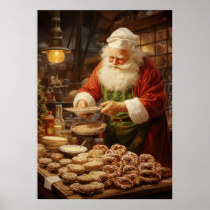 Poster Décor de maison festive aquarelle Père Noël cuisso