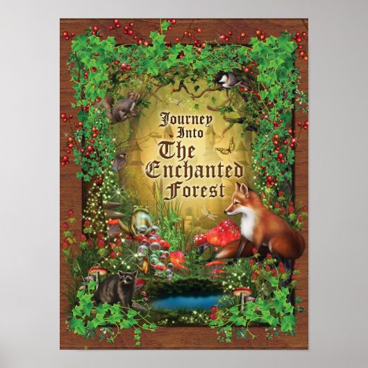 Poster Décor de mur de forêt enchanté (Devant)