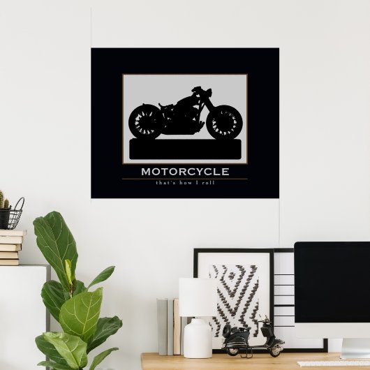 Poster Décor de mur de moto noir (Bureau à domicile)
